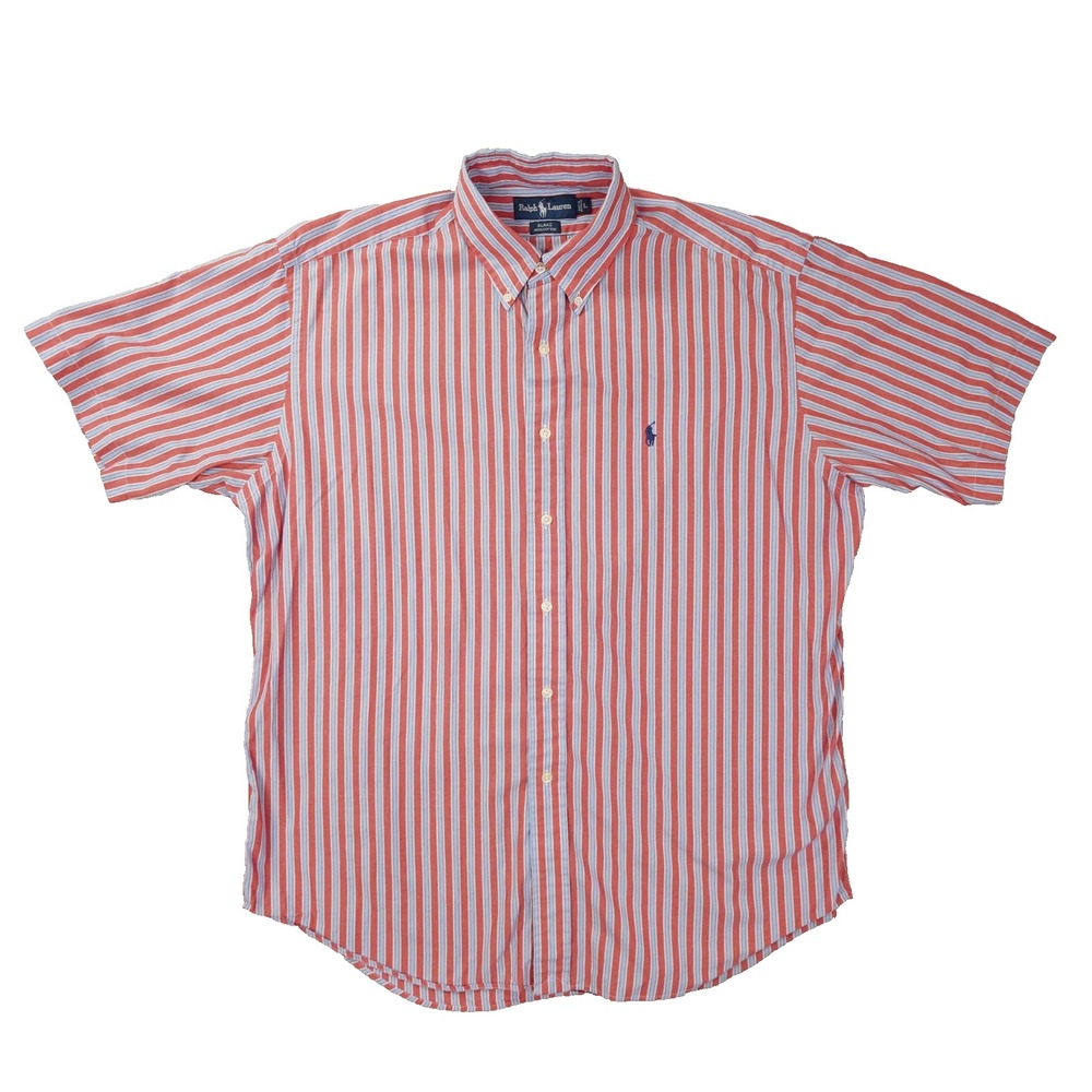 Ralph Lauren Blake Button Up Shirt Men's Large Red Blue Stripe Preppy 90s